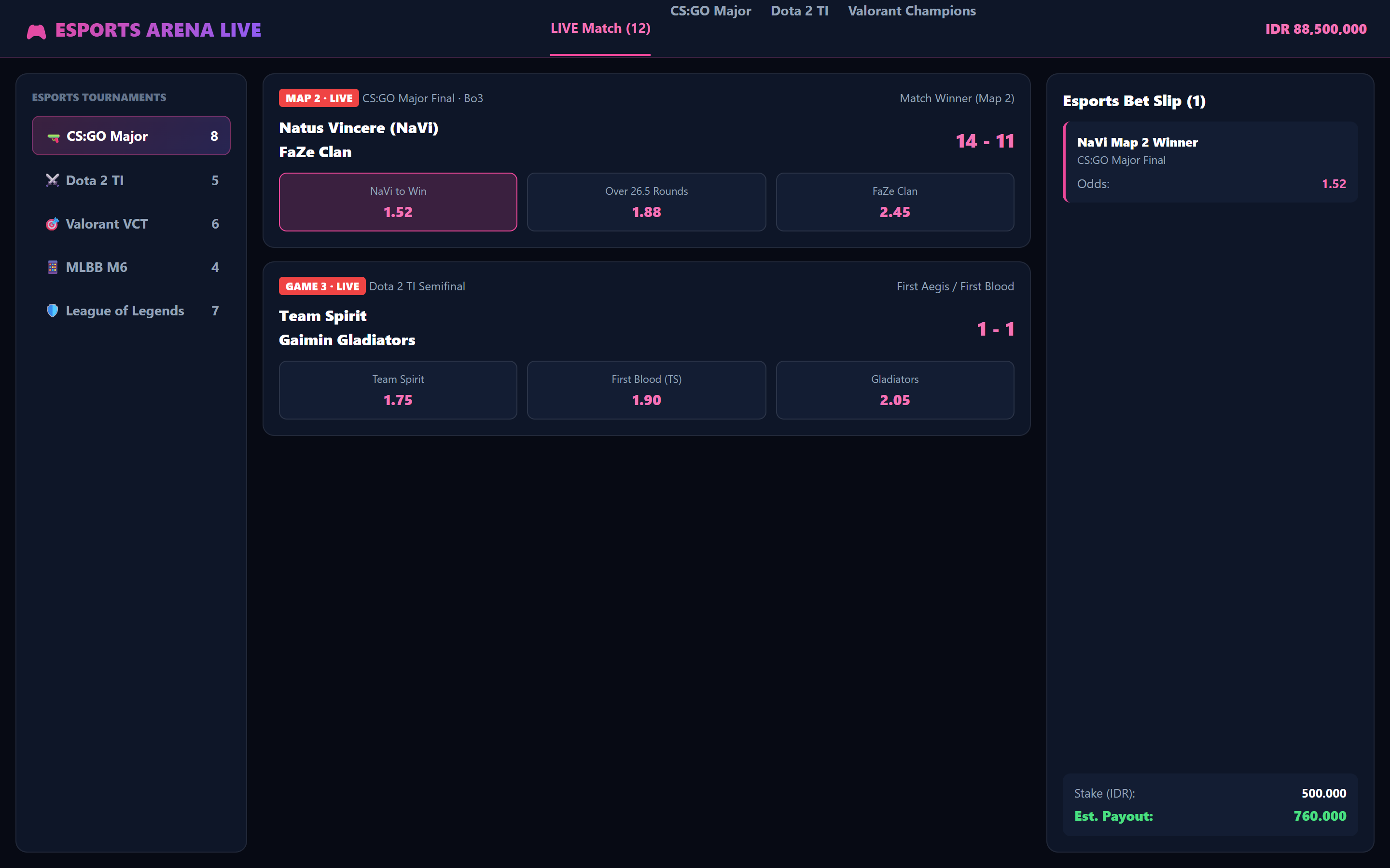 Sports Betslip Web