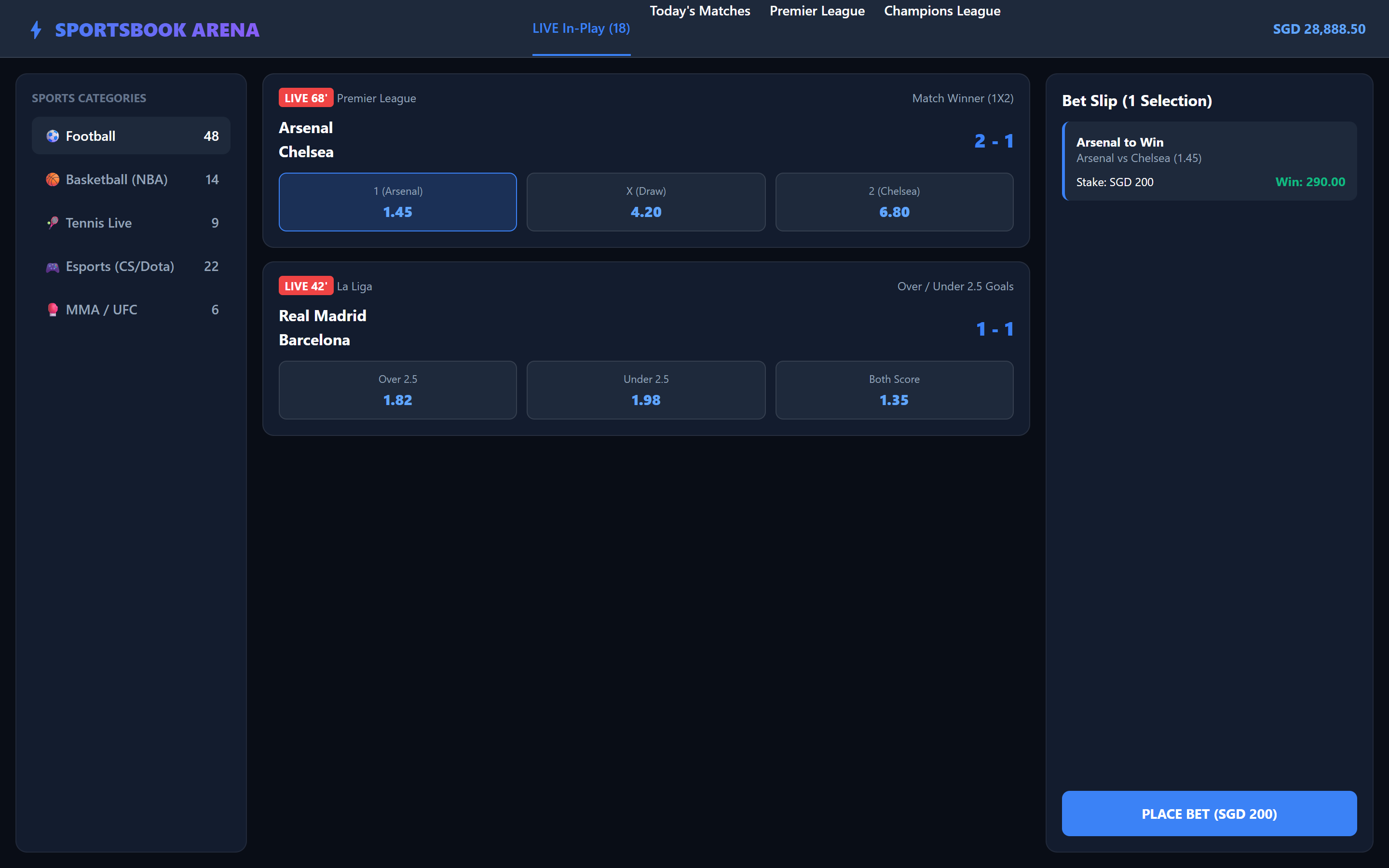 Sportsbook Web Desktop